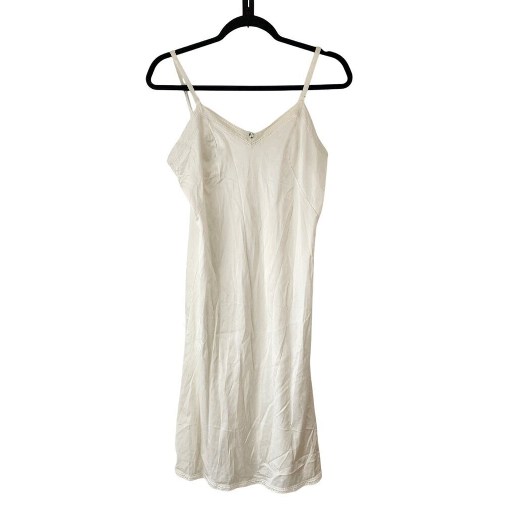 VTG White Beige Slip Dress Sleep Dress Lingerie Y2K 90s Women's L